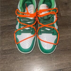 Nike Green and White Sneakers with Orange Laces